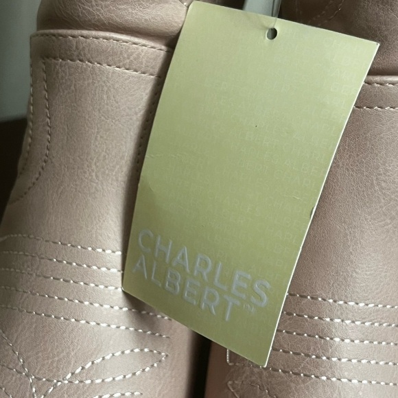 Cowgirl Boots pink faux leather Mid-Calf Stiching Western Low Stacked Heel - Picture 9 of 12